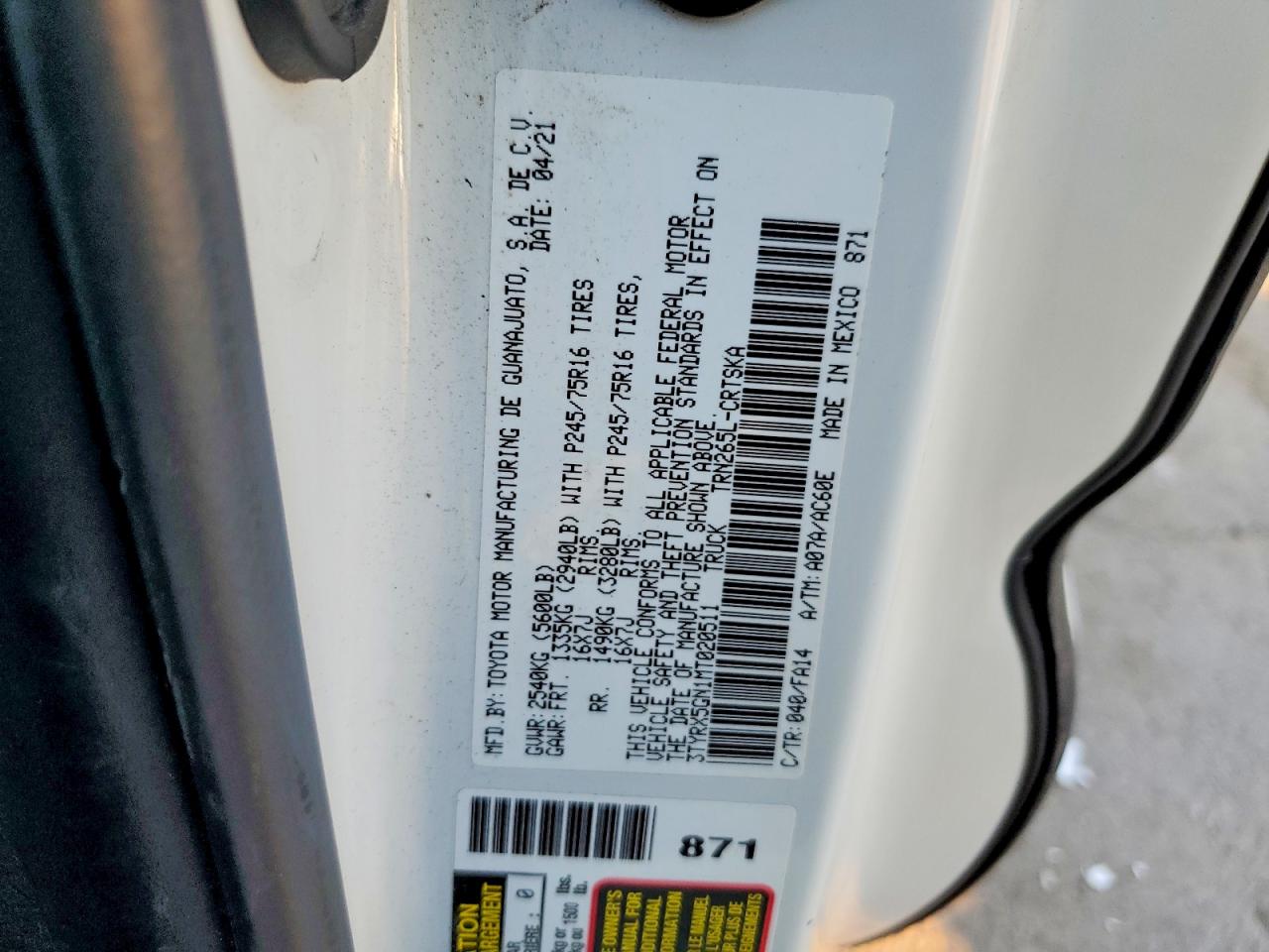 2021 TOYOTA TACOMA