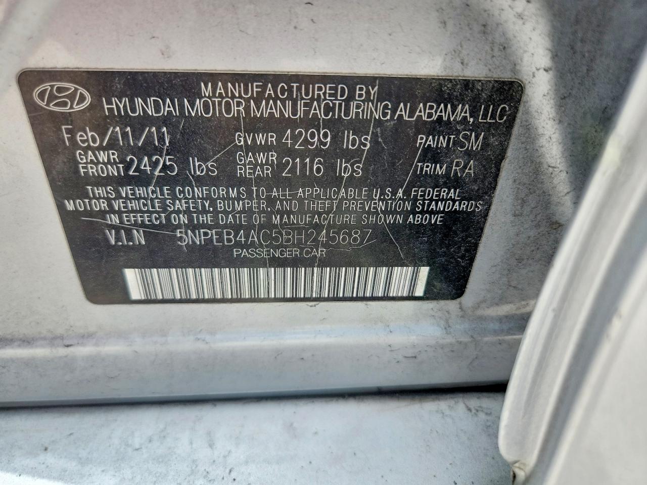 2011 HYUNDAI SONATA