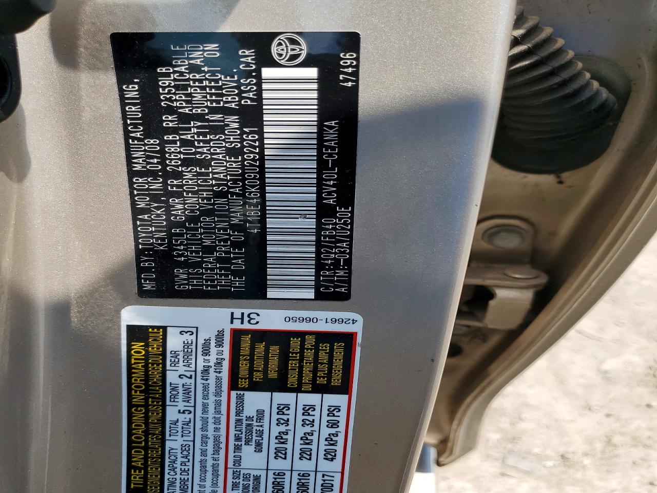 2009 TOYOTA CAMRY