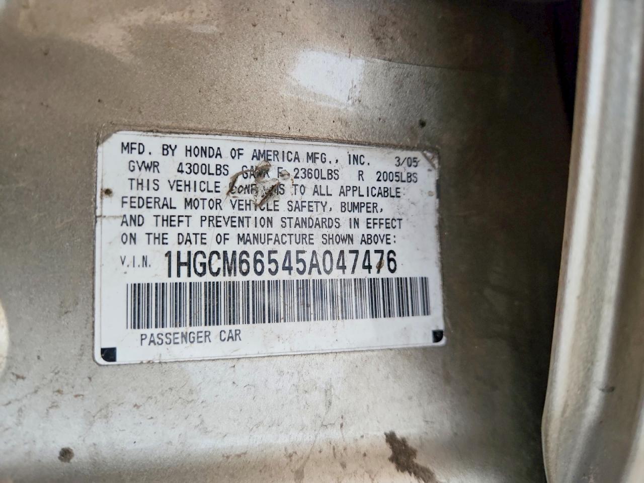 2005 HONDA ACCORD