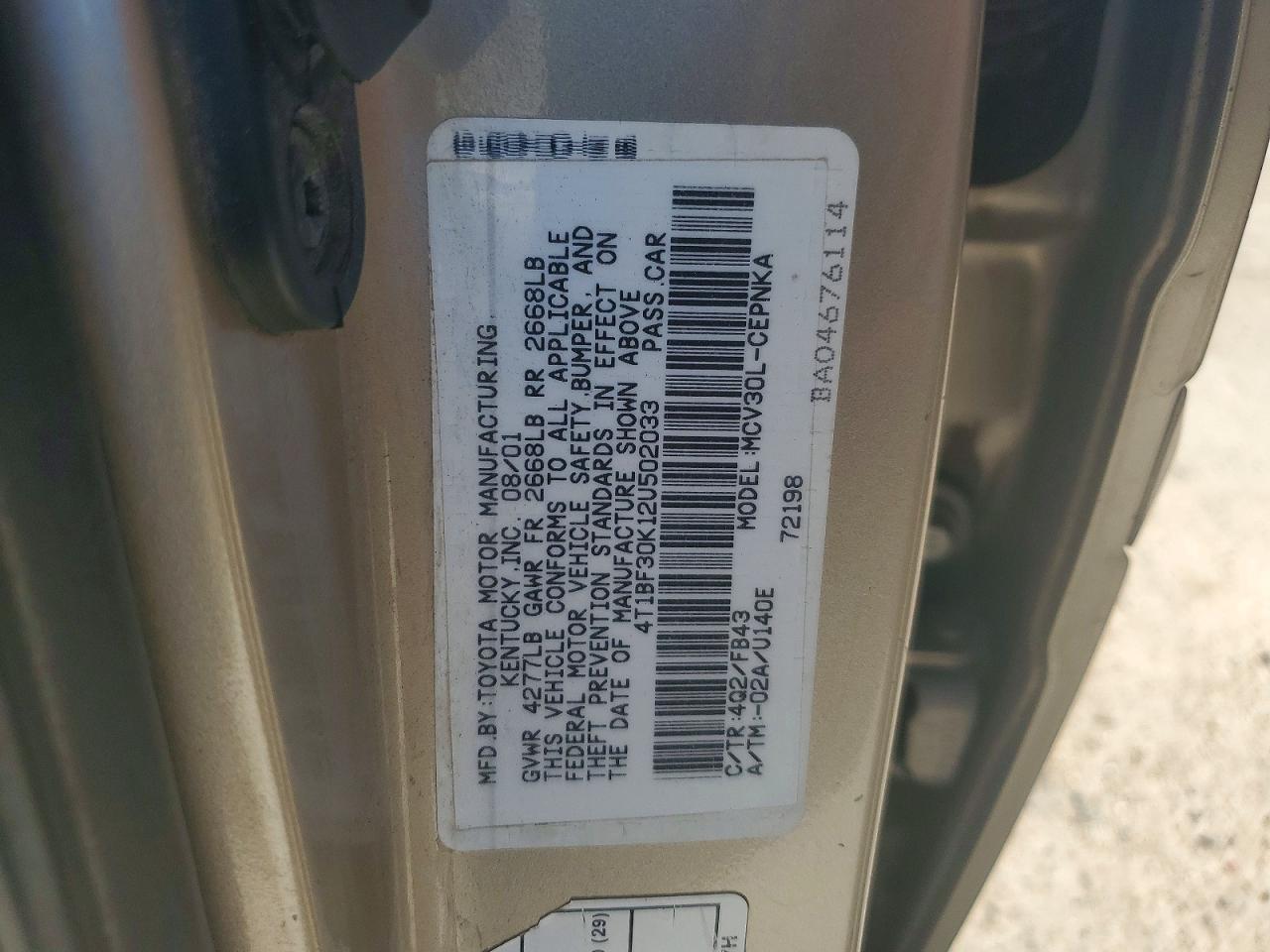2002 TOYOTA CAMRY