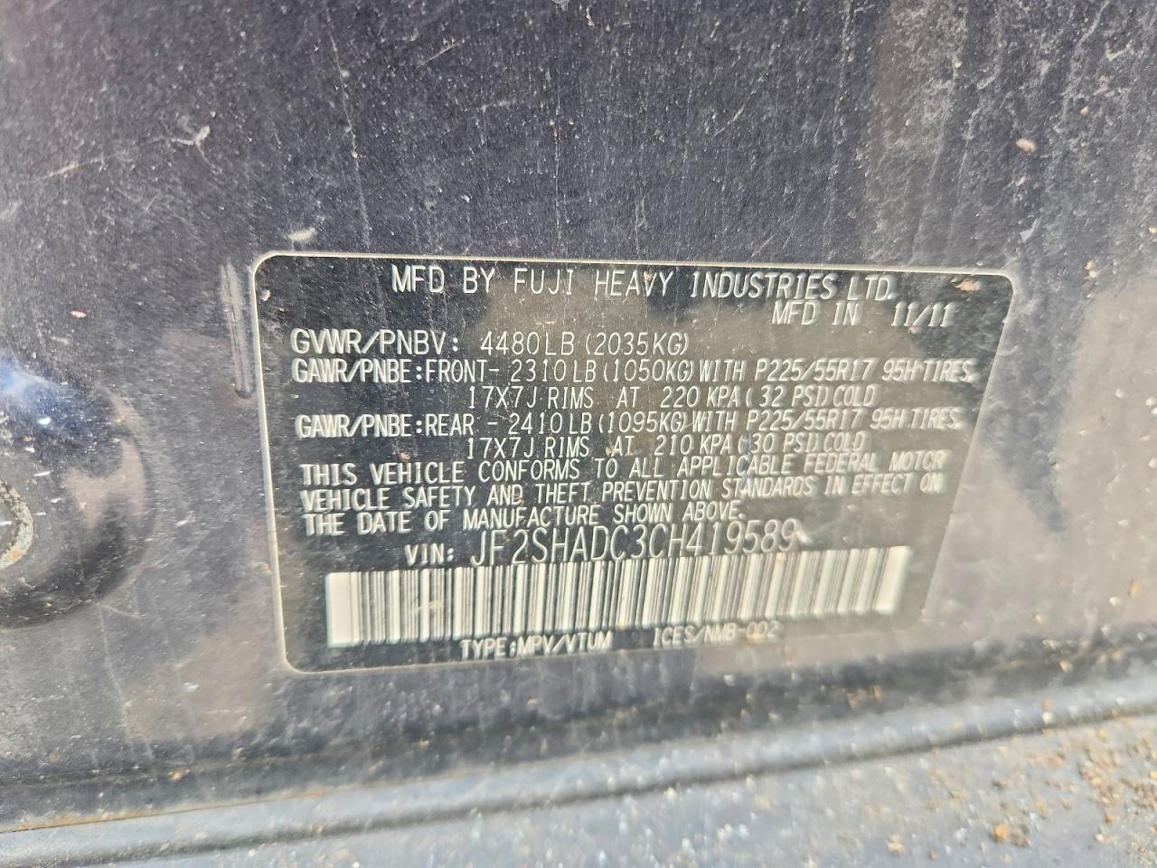 2012 SUBARU FORESTER