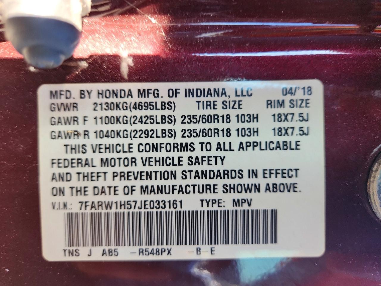 2018 HONDA CRV
