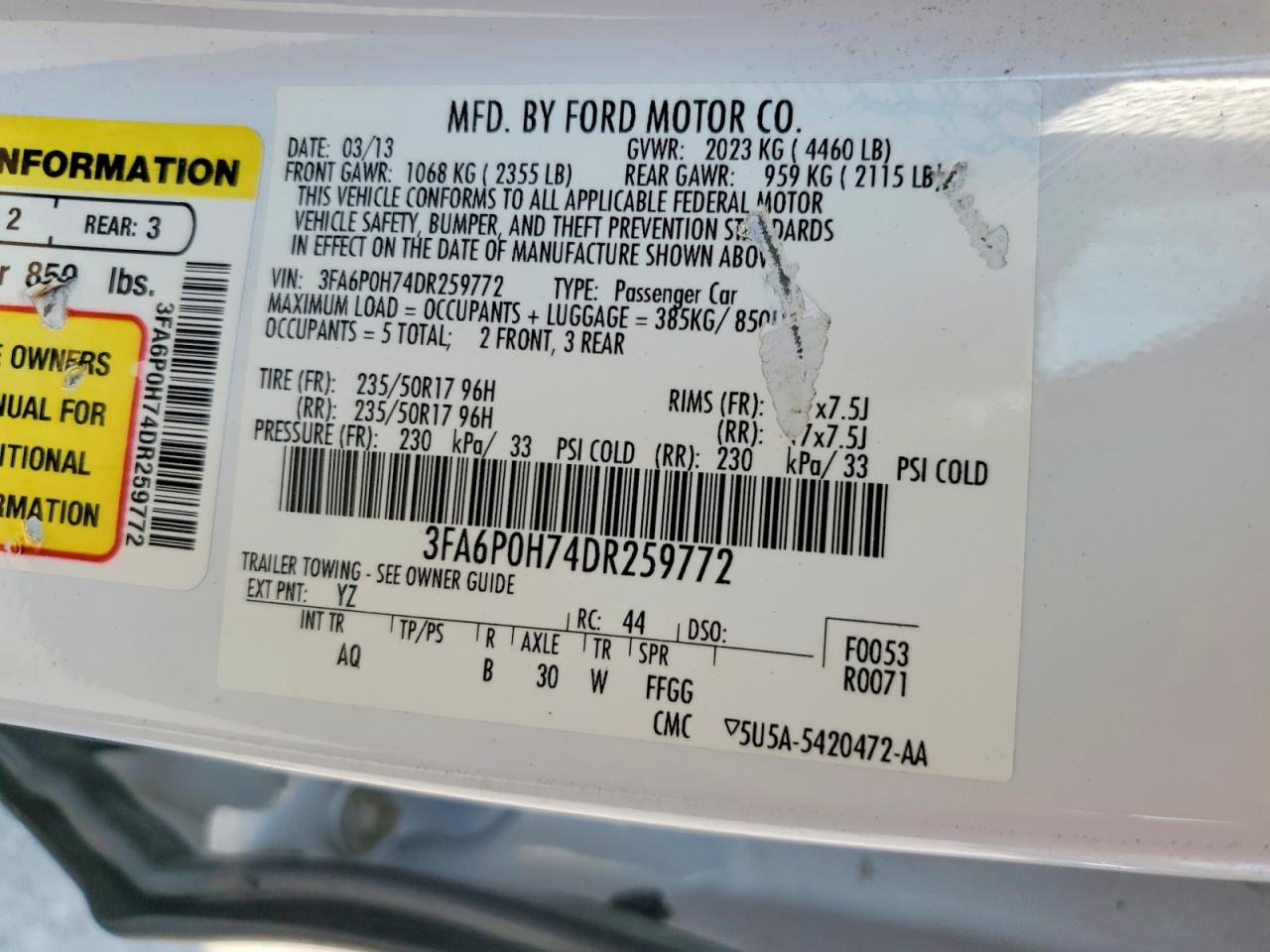 2013 FORD FUSION