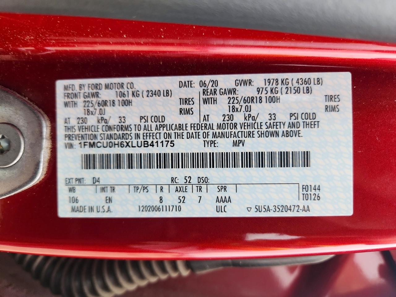 2020 FORD ESCAPE