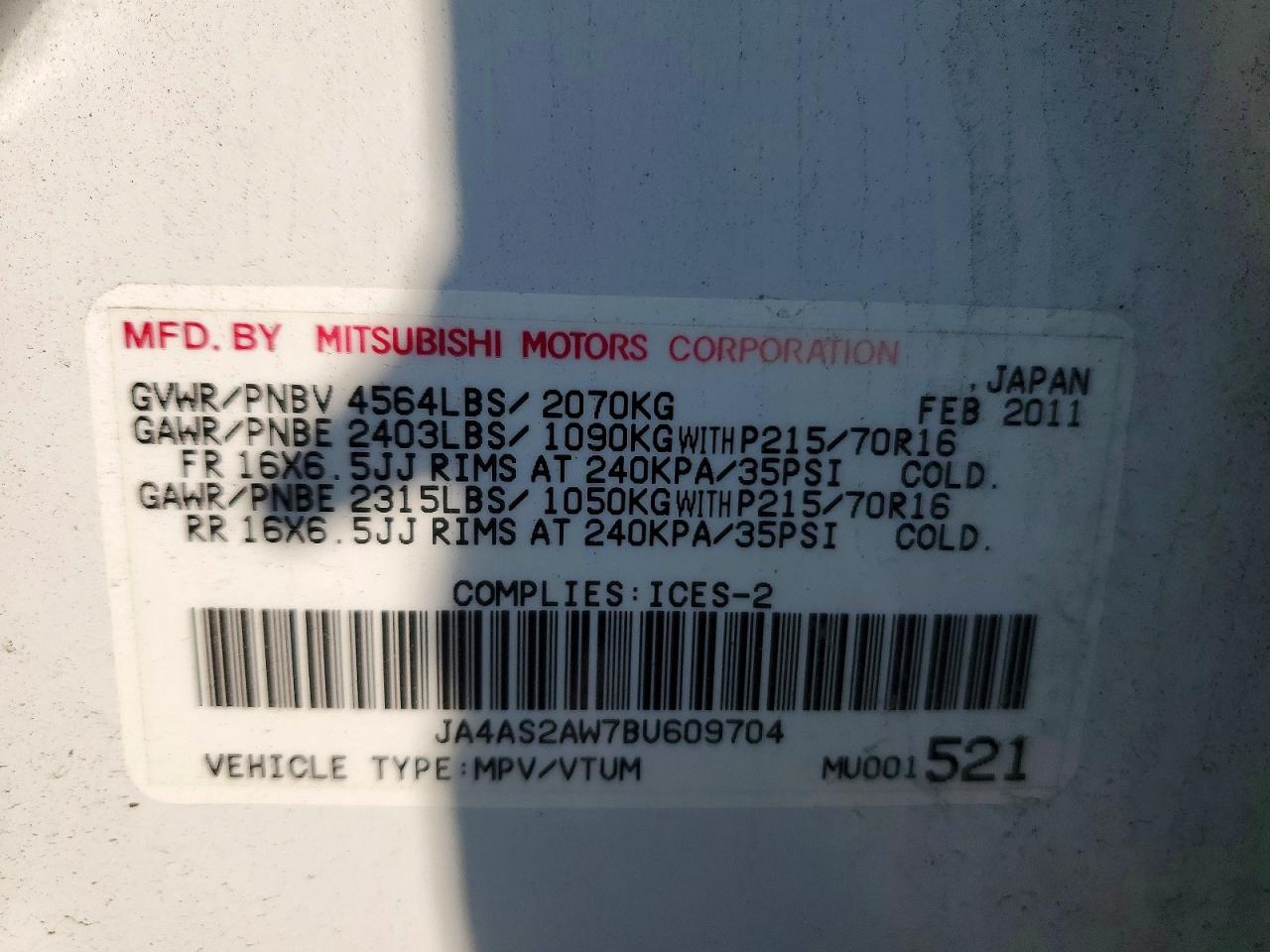 2011 MITSUBISHI OUTLANDER