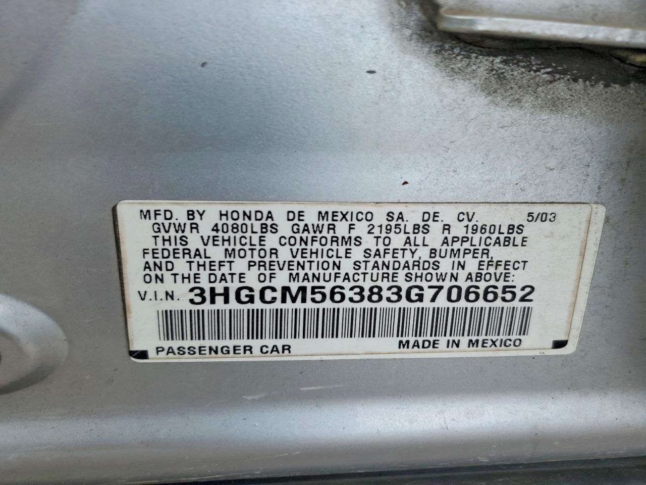 2003 HONDA ACCORD