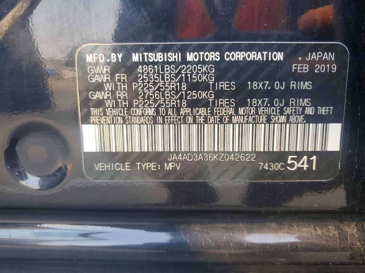 2019 MITSUBISHI OUTLANDER