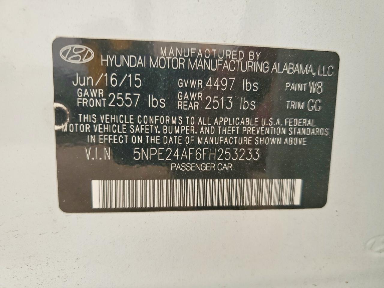 2015 HYUNDAI SONATA
