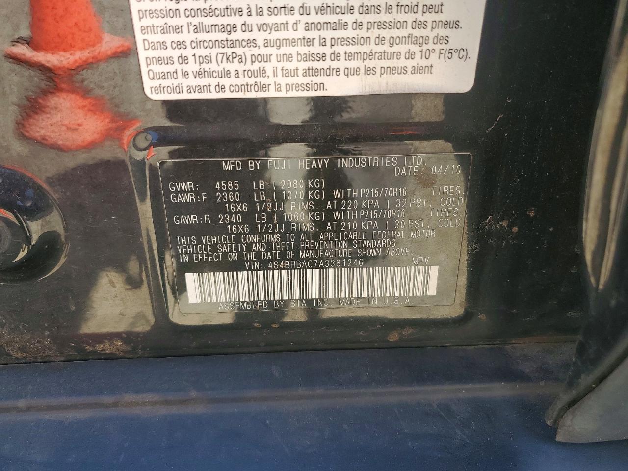 2010 SUBARU OUTBACK