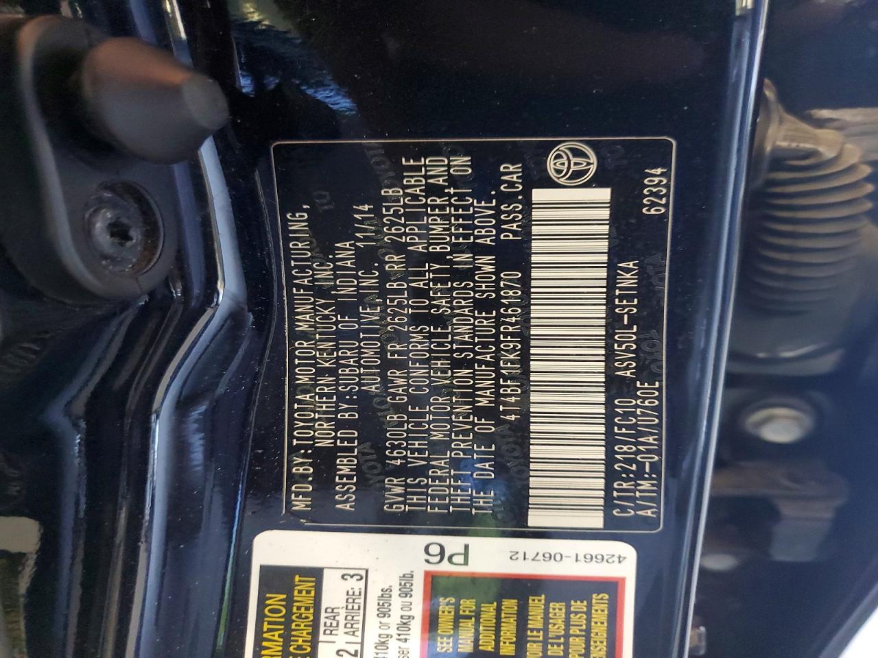 2015 TOYOTA CAMRY