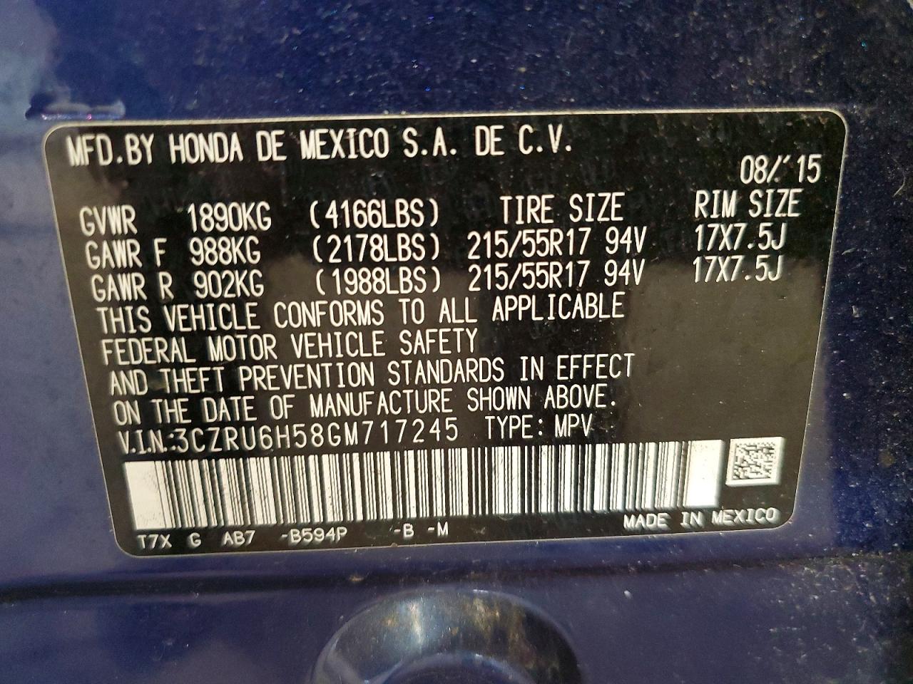 2016 HONDA HR-V