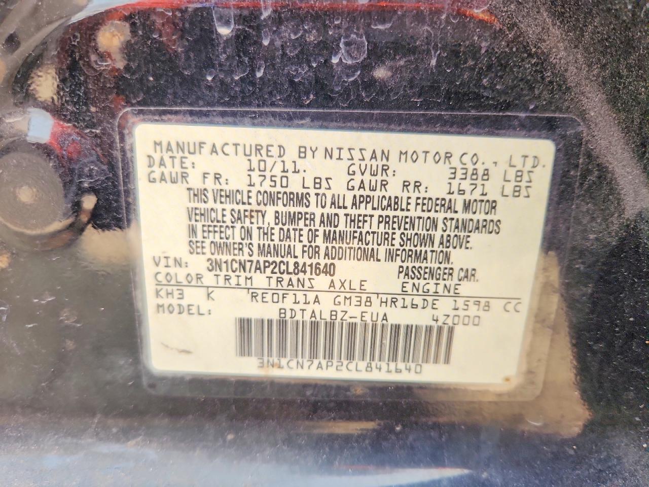 2012 NISSAN VERSA