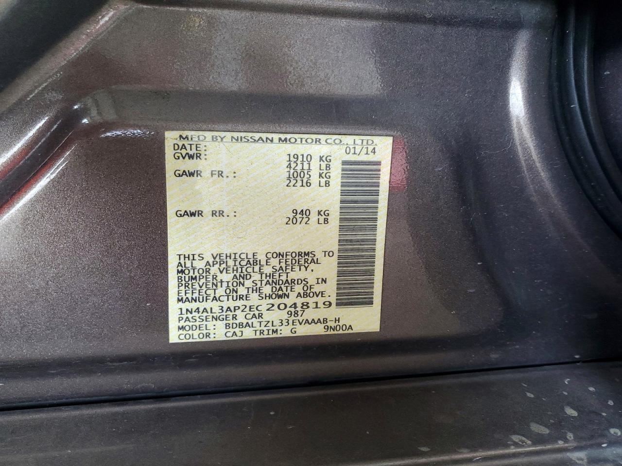 2014 NISSAN ALTIMA