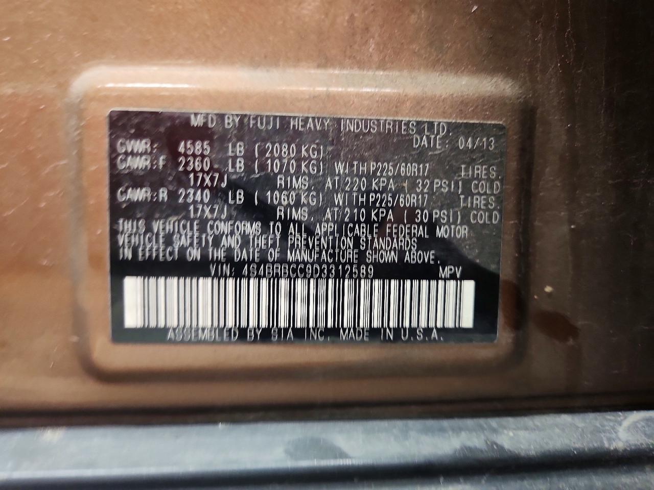 2013 SUBARU OUTBACK