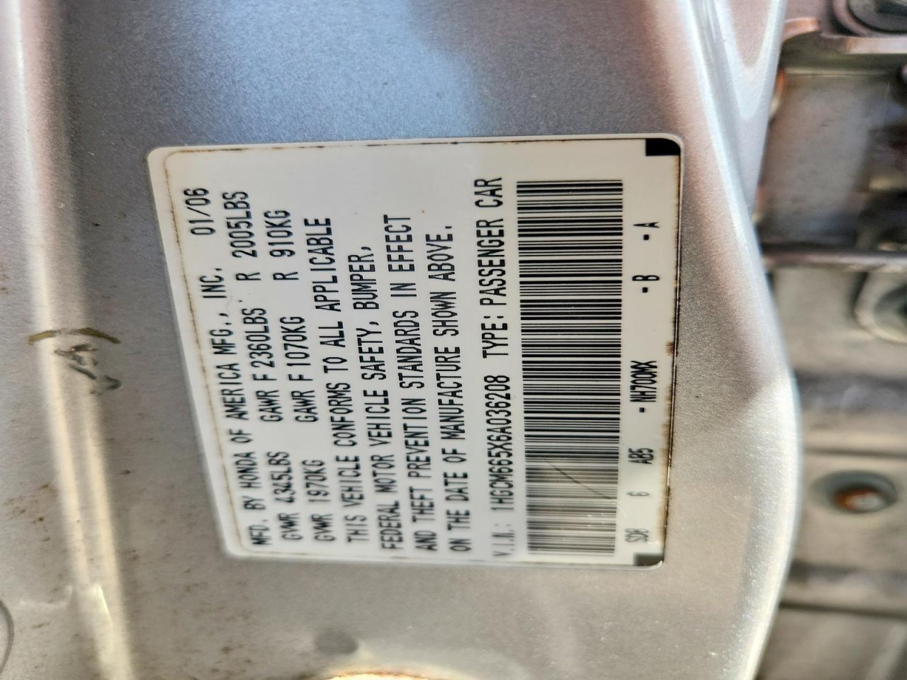 2006 HONDA ACCORD