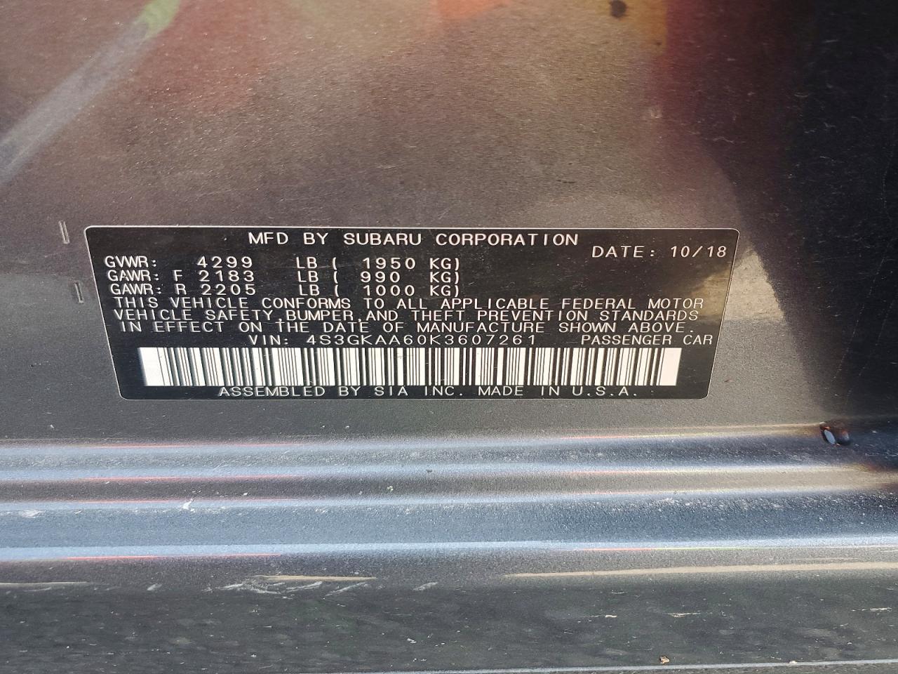 2019 SUBARU IMPREZA