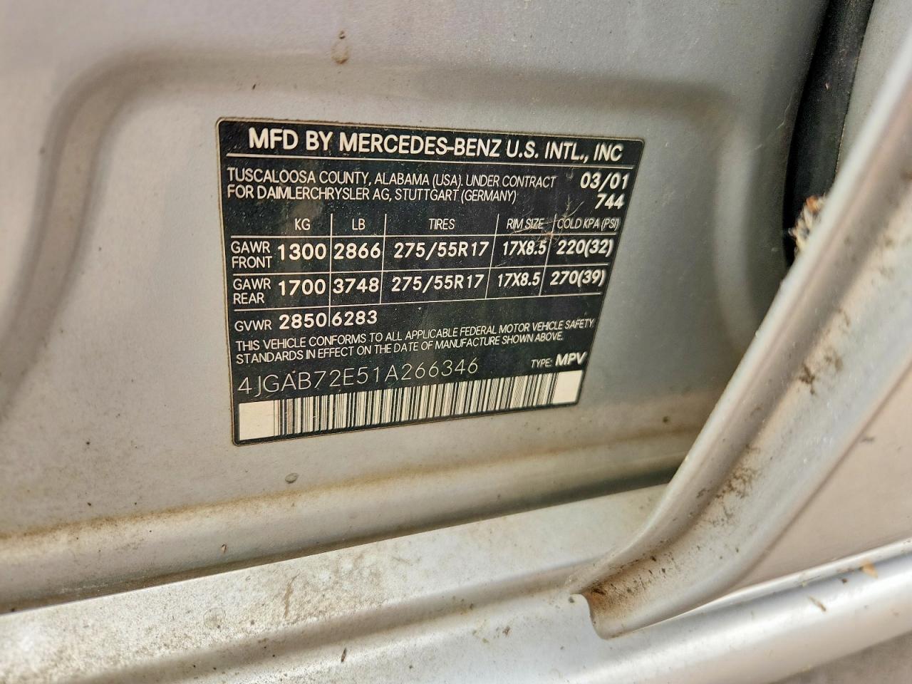 2001 MERCEDES-BENZ M-CLASS