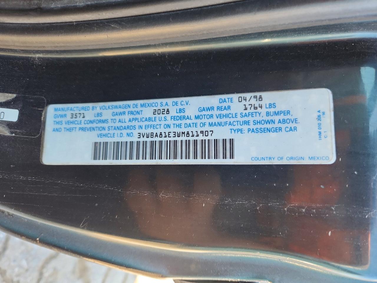 1998 VOLKSWAGEN CABRIO