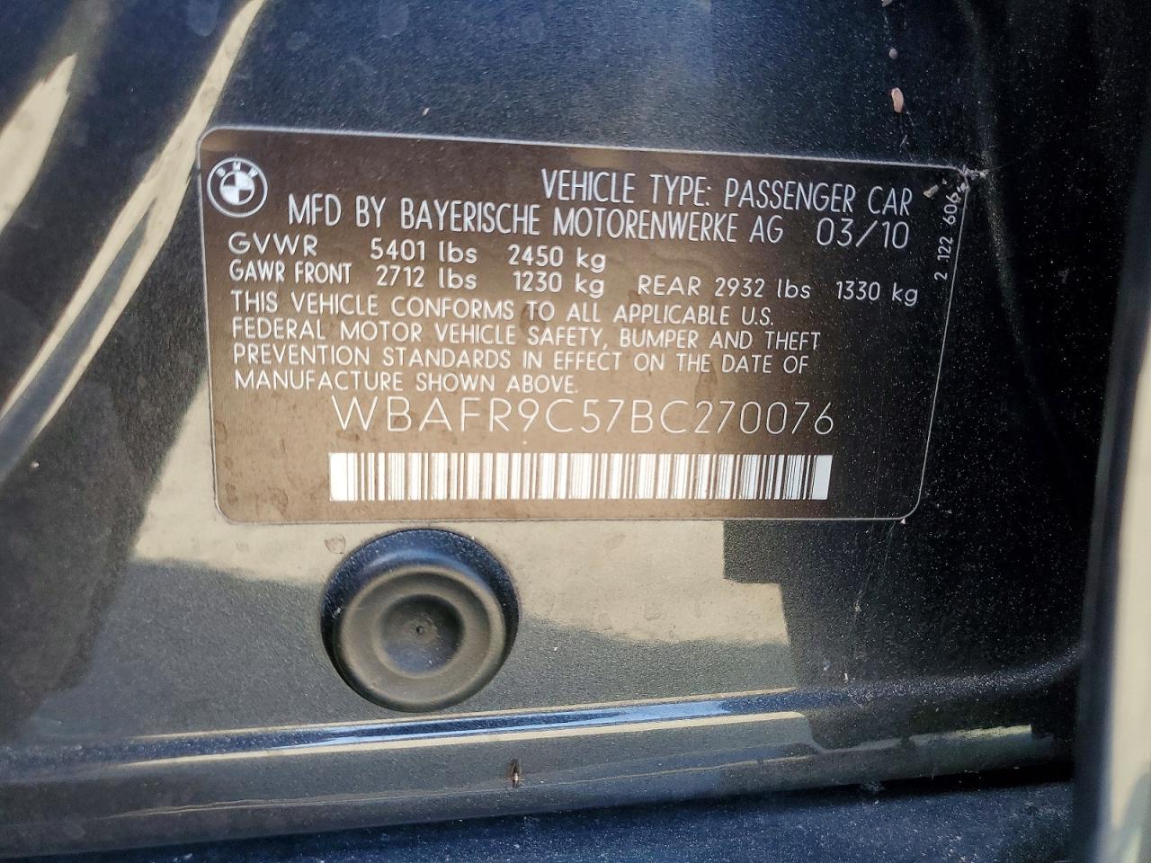 2011 BMW 5 SERIES