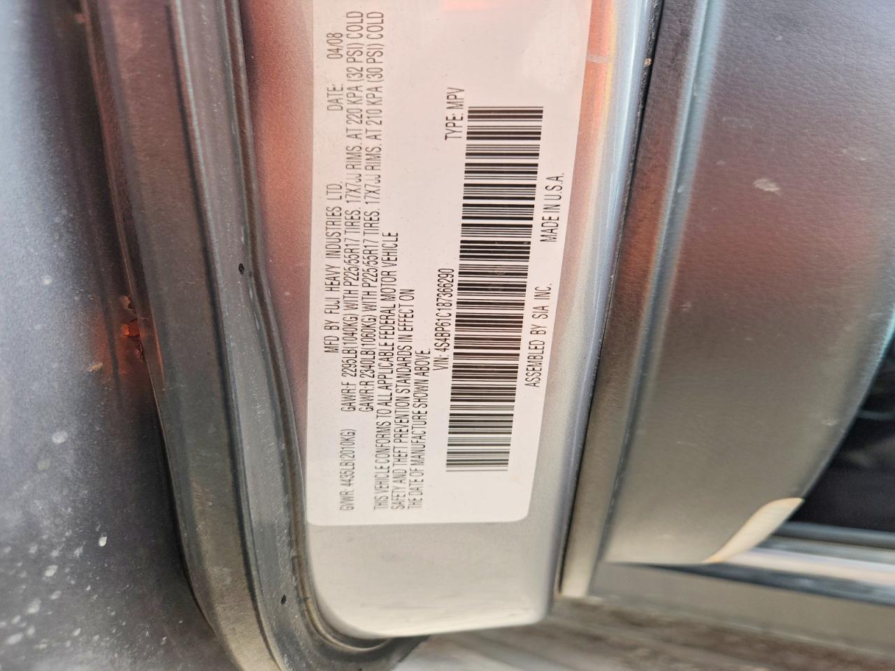 2008 SUBARU OUTBACK