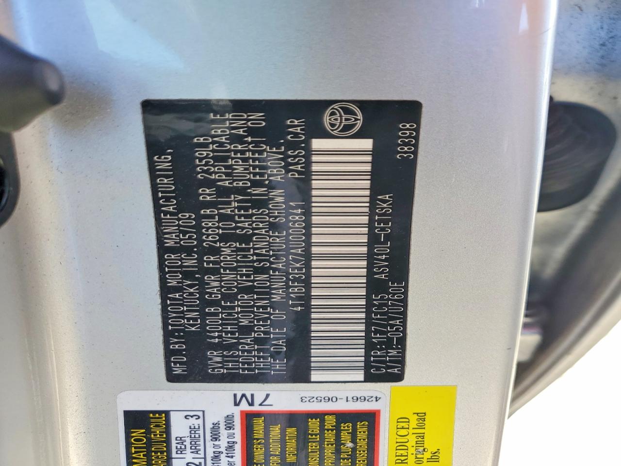 2010 TOYOTA CAMRY