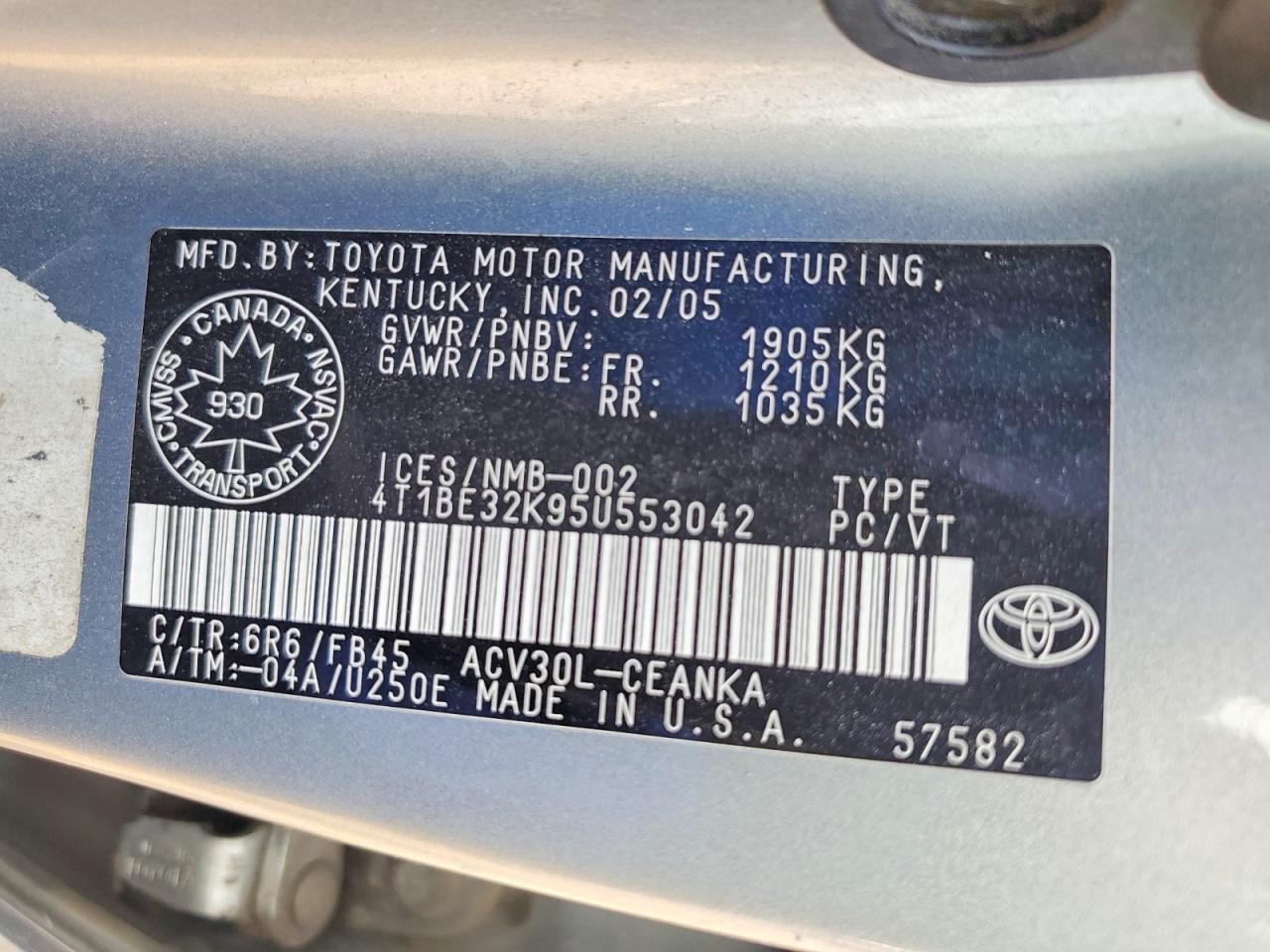 2005 TOYOTA CAMRY