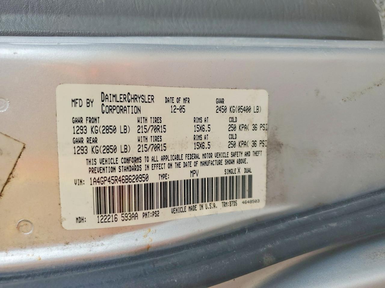 2006 CHRYSLER MINIVAN