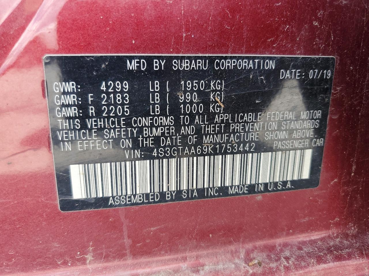 2019 SUBARU IMPREZA