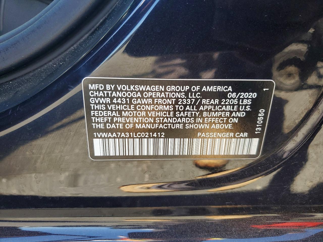 2020 VOLKSWAGEN PASSAT