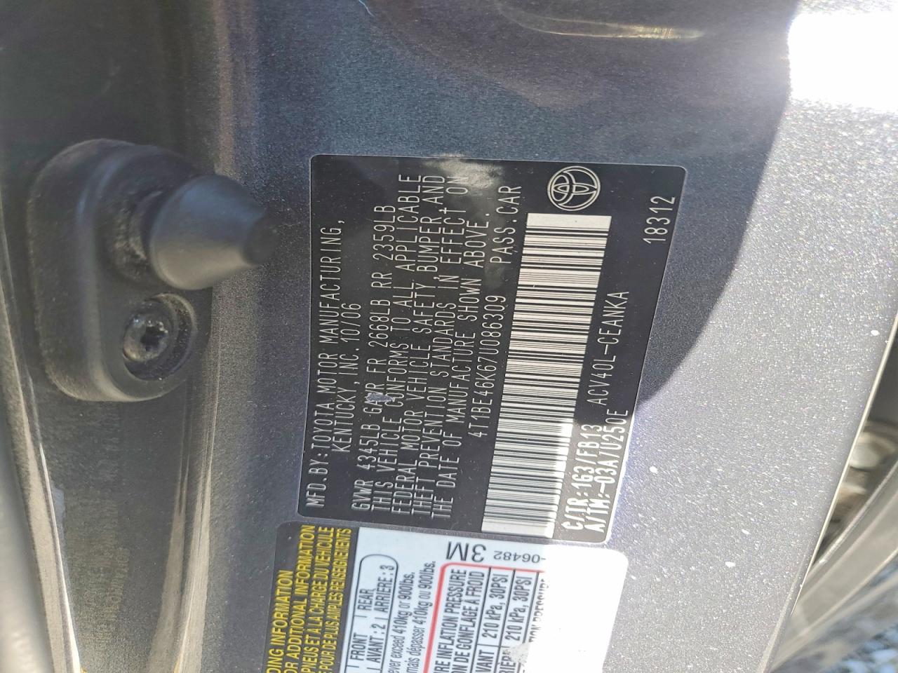 2007 TOYOTA CAMRY