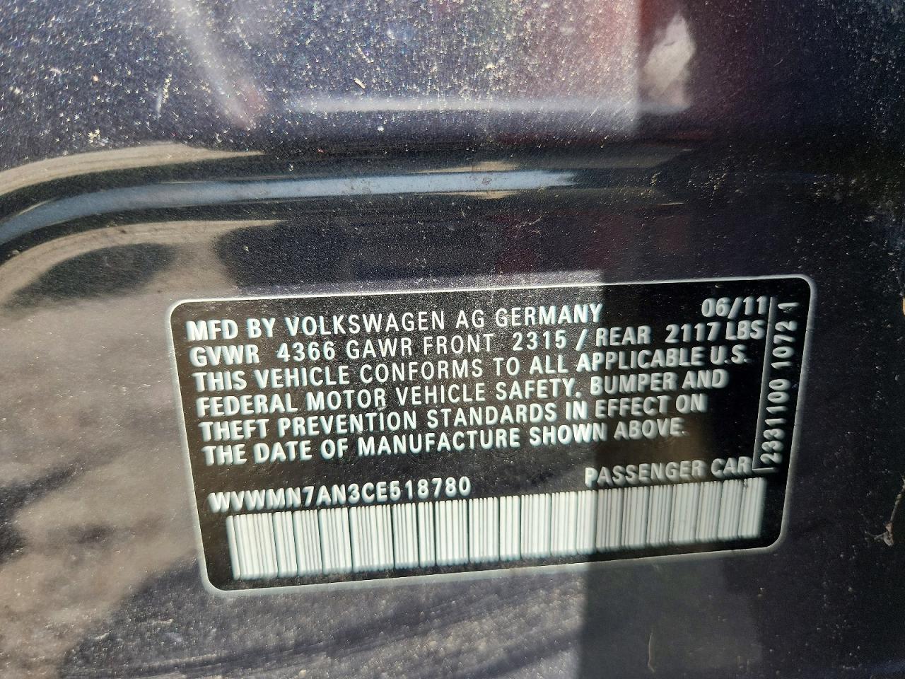 2012 VOLKSWAGEN CC