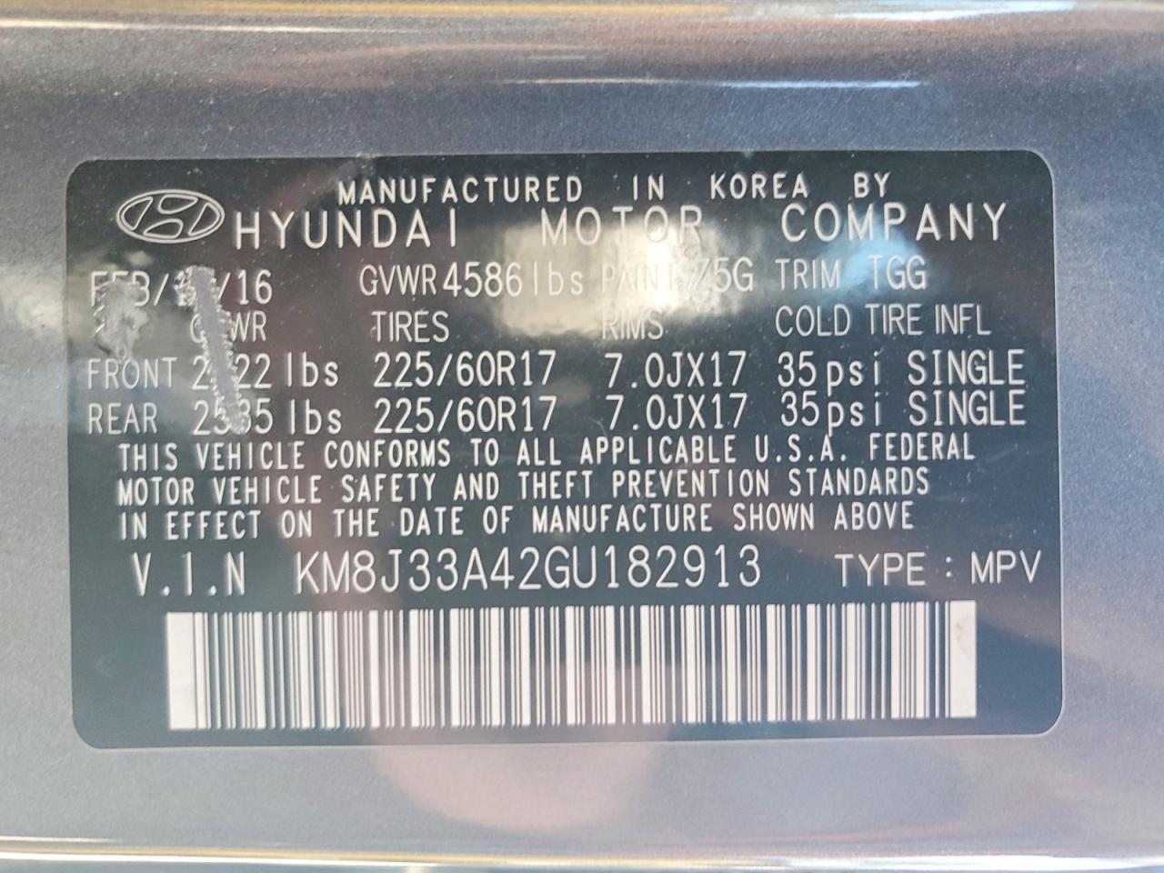 2016 HYUNDAI TUCSON