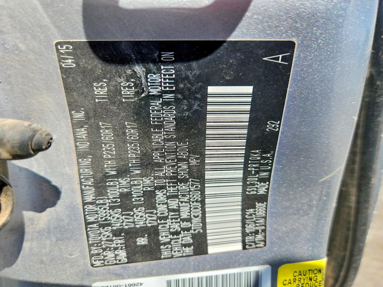 2015 TOYOTA SIENNA
