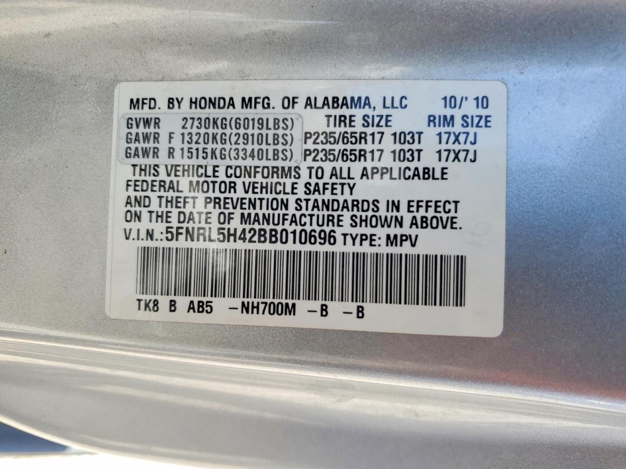 2011 HONDA ODYSSEY