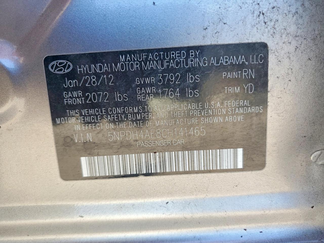 2012 HYUNDAI ELANTRA