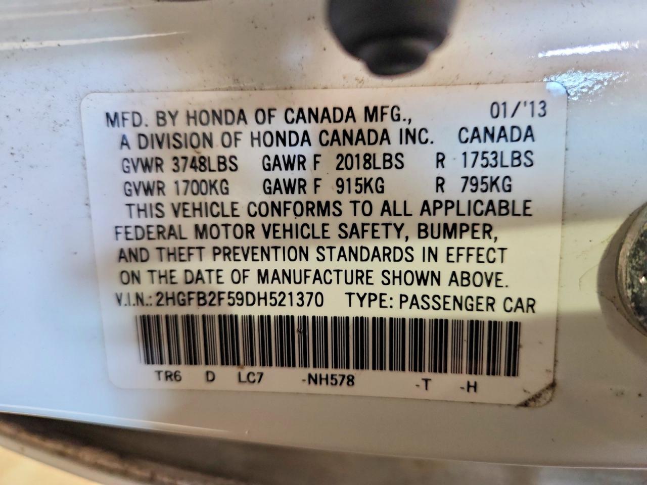 2013 HONDA CIVIC