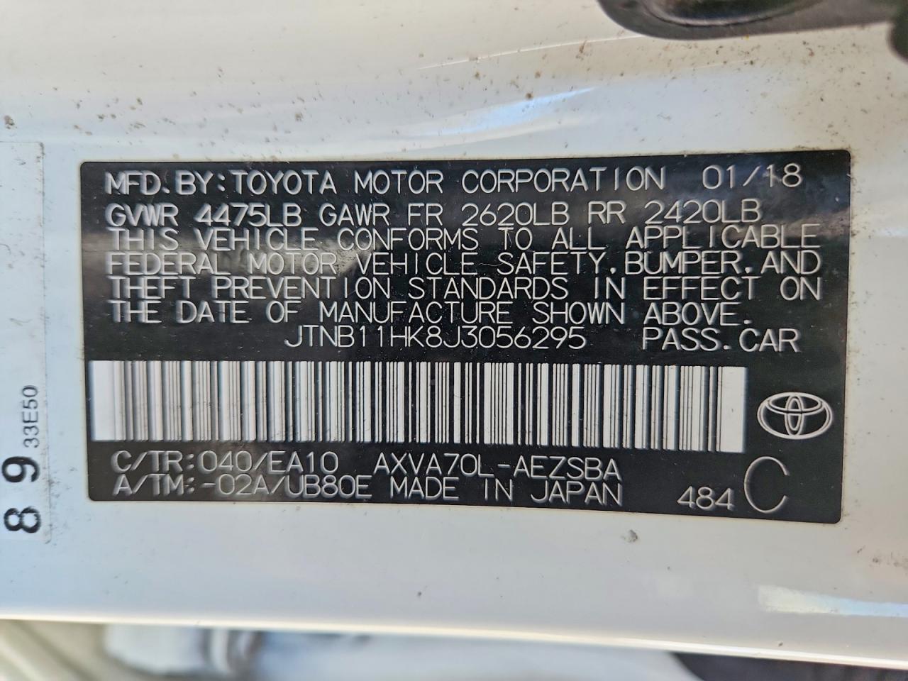 2018 TOYOTA CAMRY