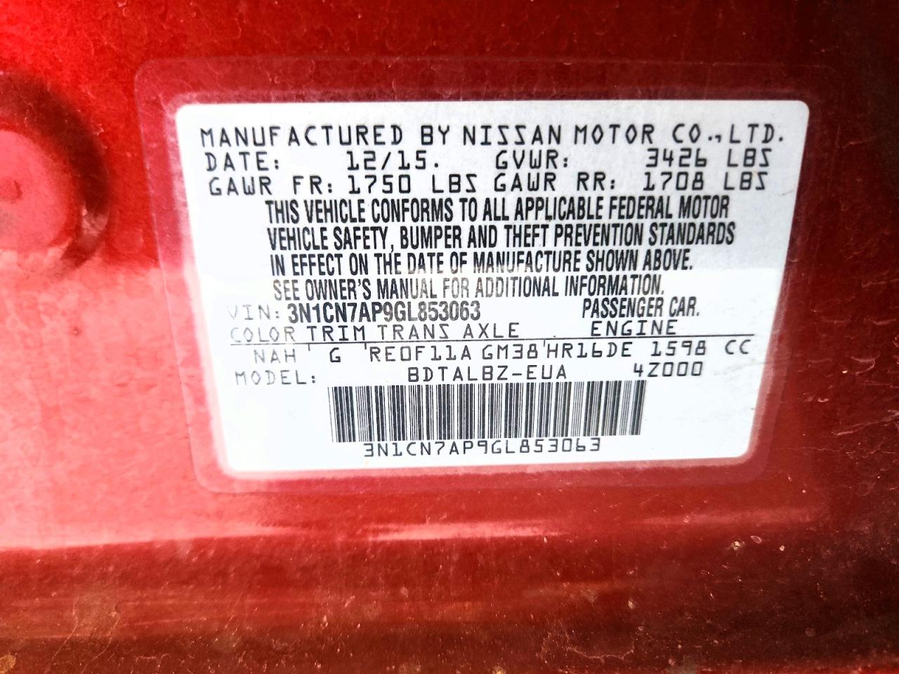 2016 NISSAN VERSA