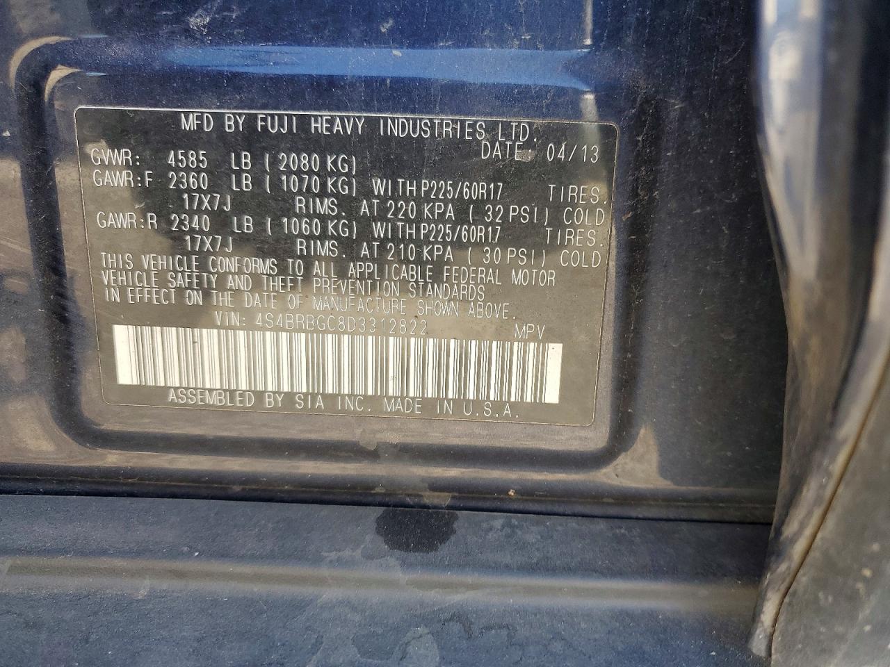 2013 SUBARU OUTBACK