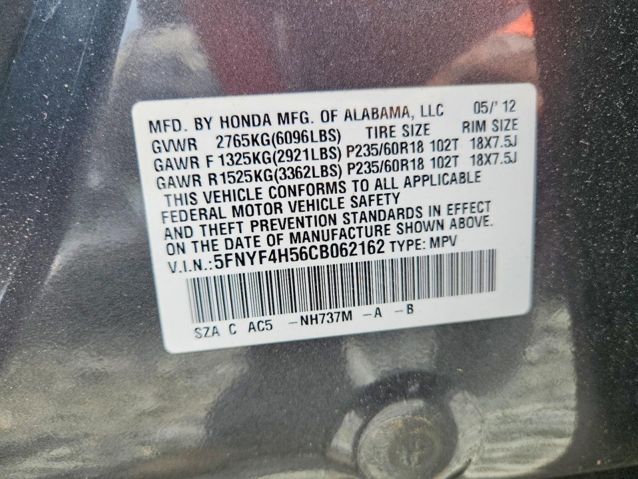 2012 HONDA PILOT