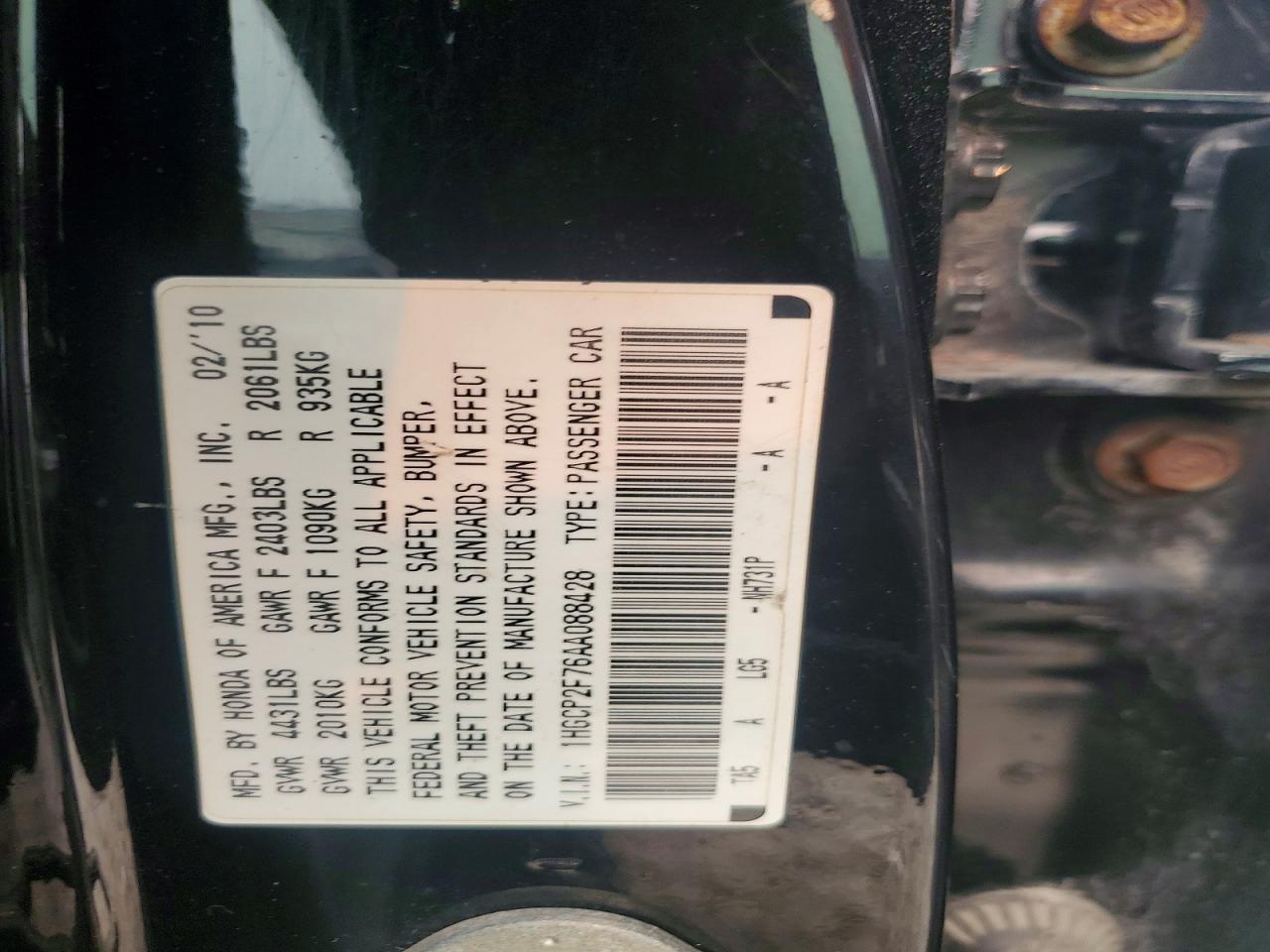 2010 HONDA ACCORD