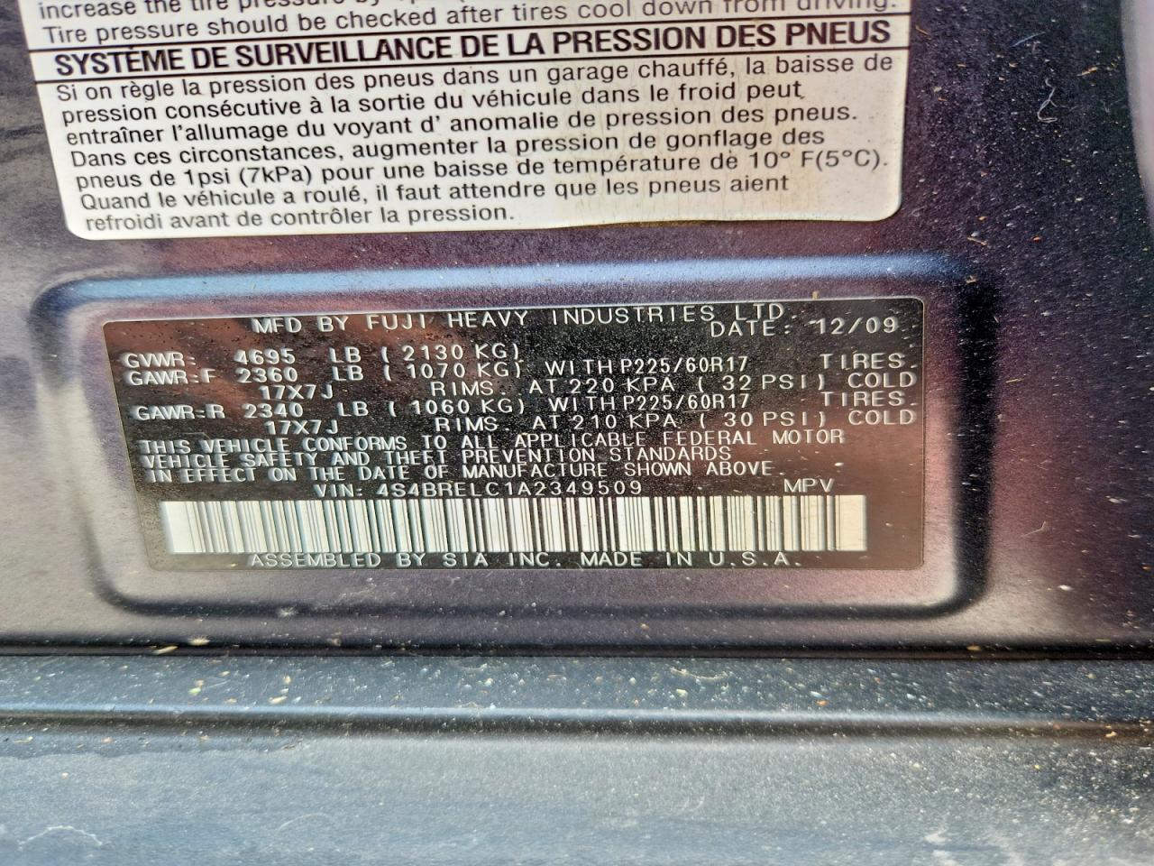2010 SUBARU OUTBACK