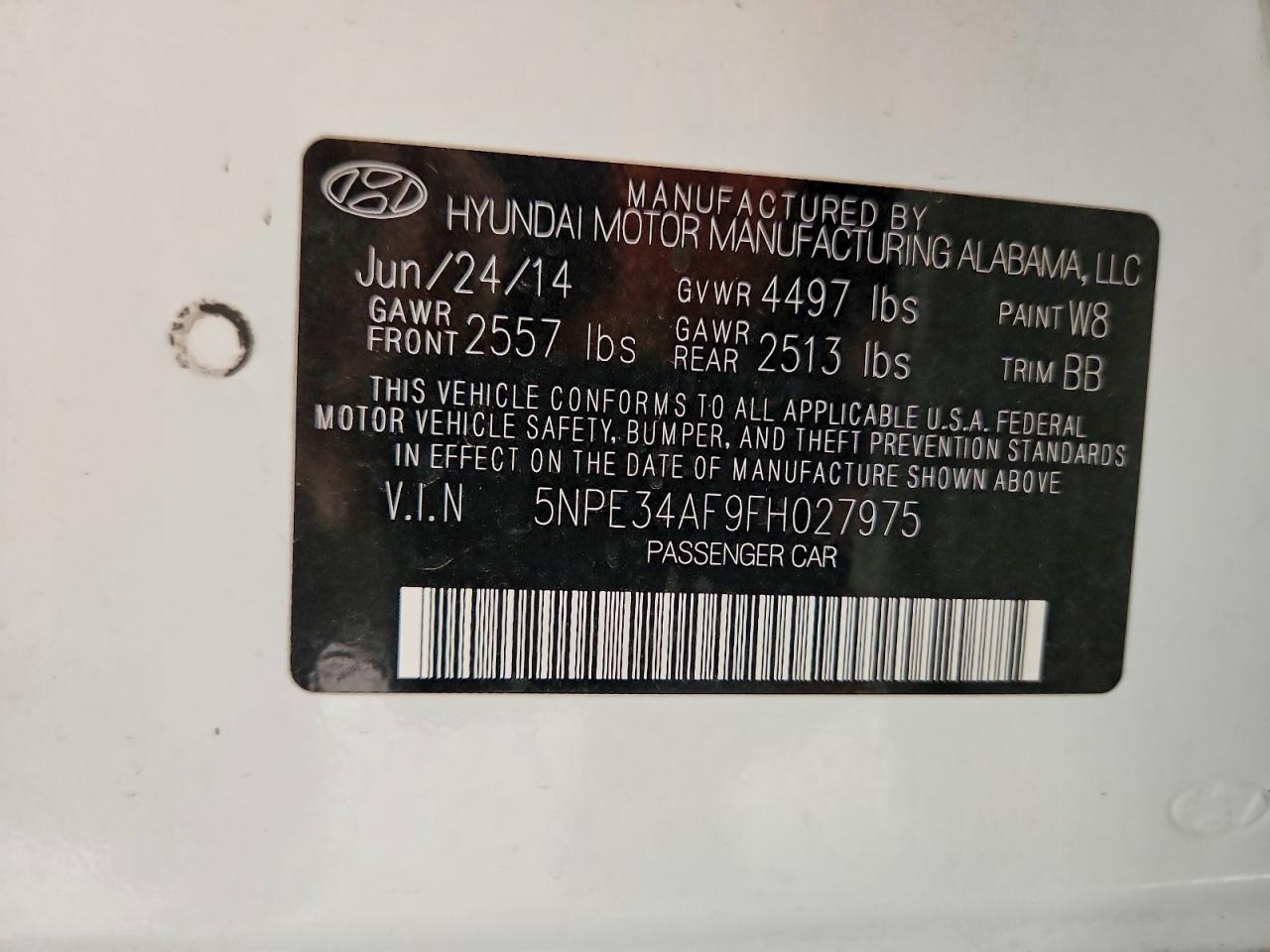 2015 HYUNDAI SONATA