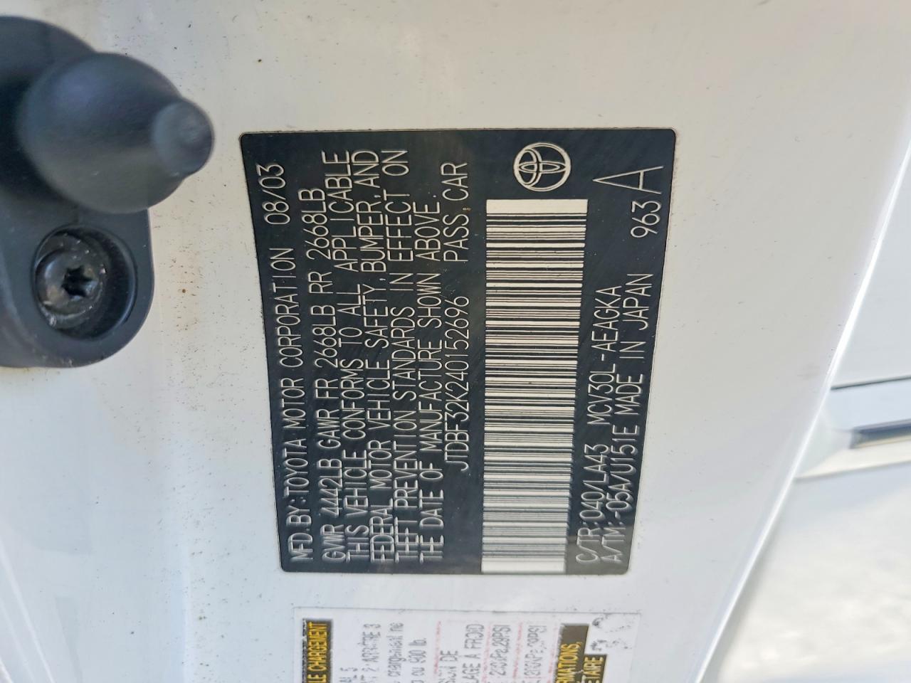2004 TOYOTA CAMRY