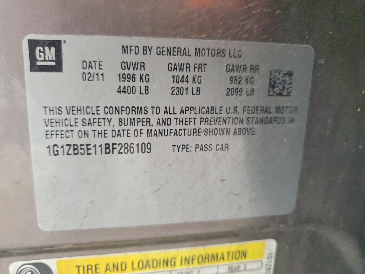 2011 CHEVROLET MALIBU