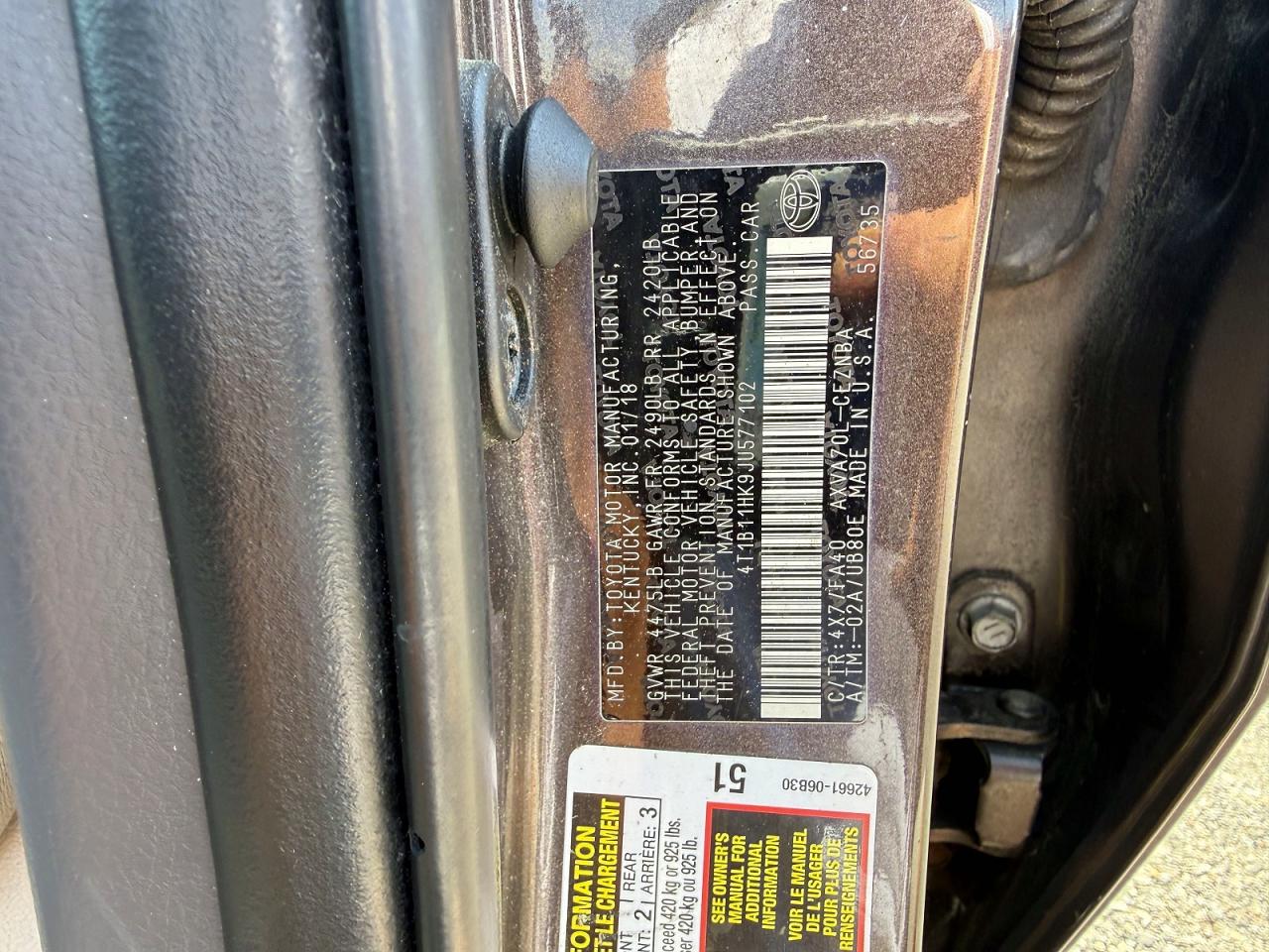 2018 TOYOTA CAMRY