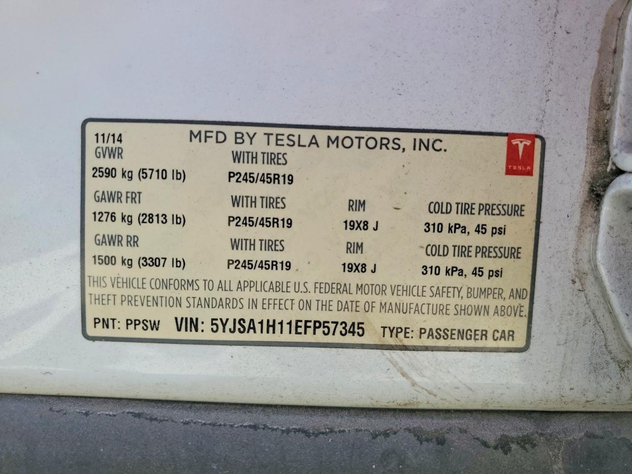 2014 TESLA MODEL S