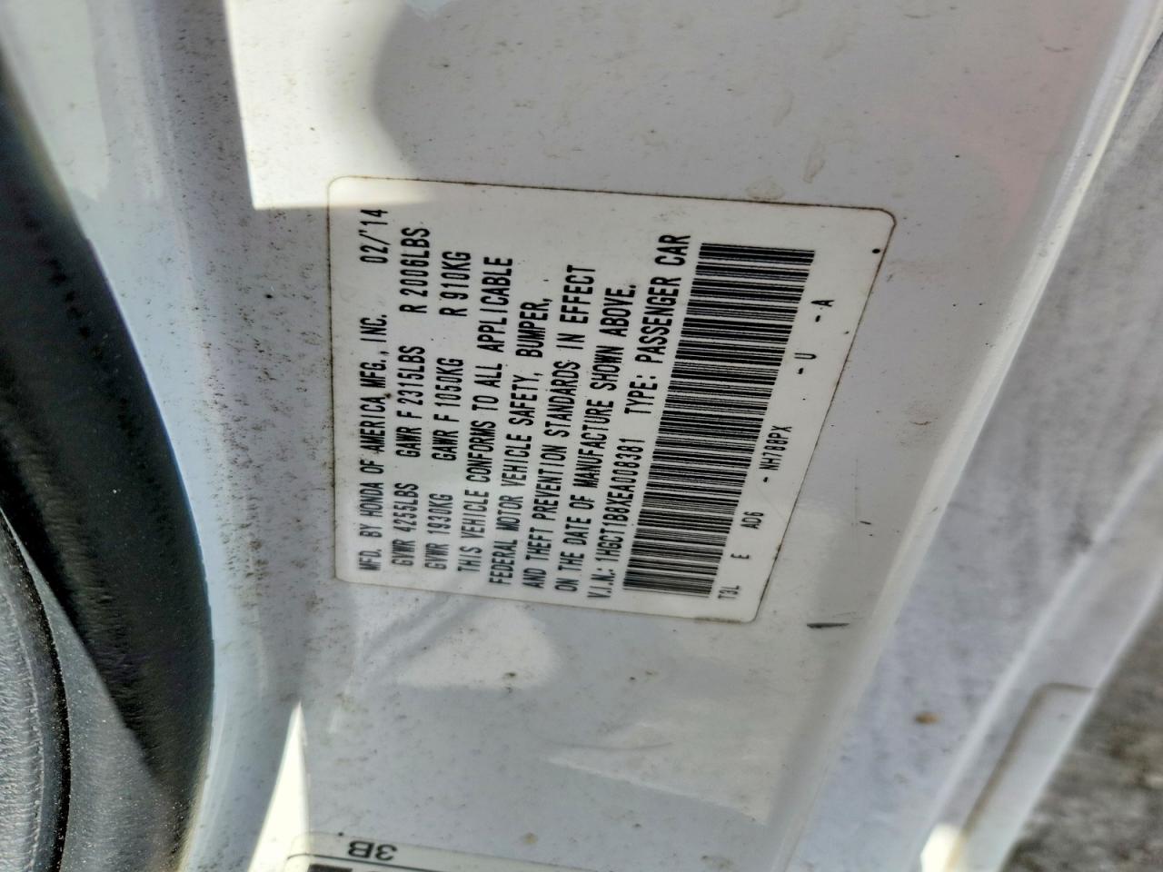 2014 HONDA ACCORD