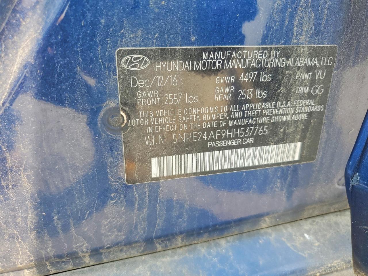 2017 HYUNDAI SONATA